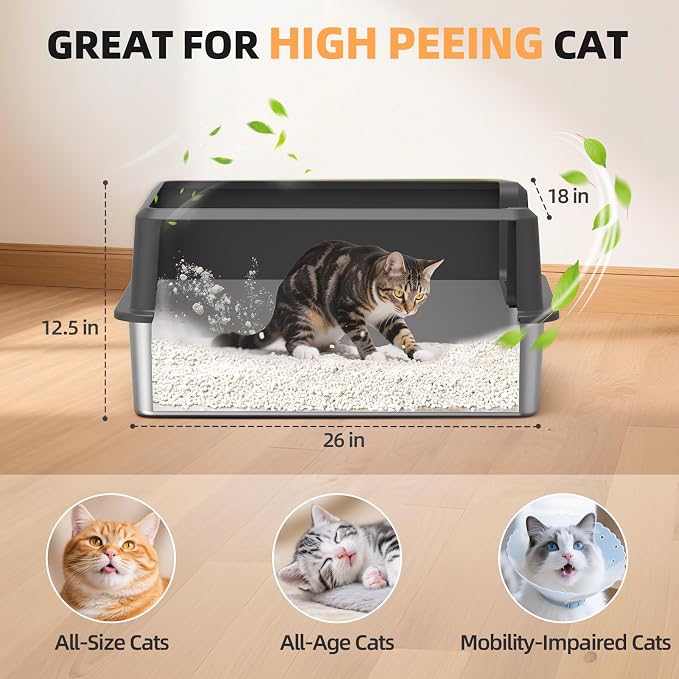 WoofiGo Enclosed Stainless Steel Cat Litter Box - Image 2