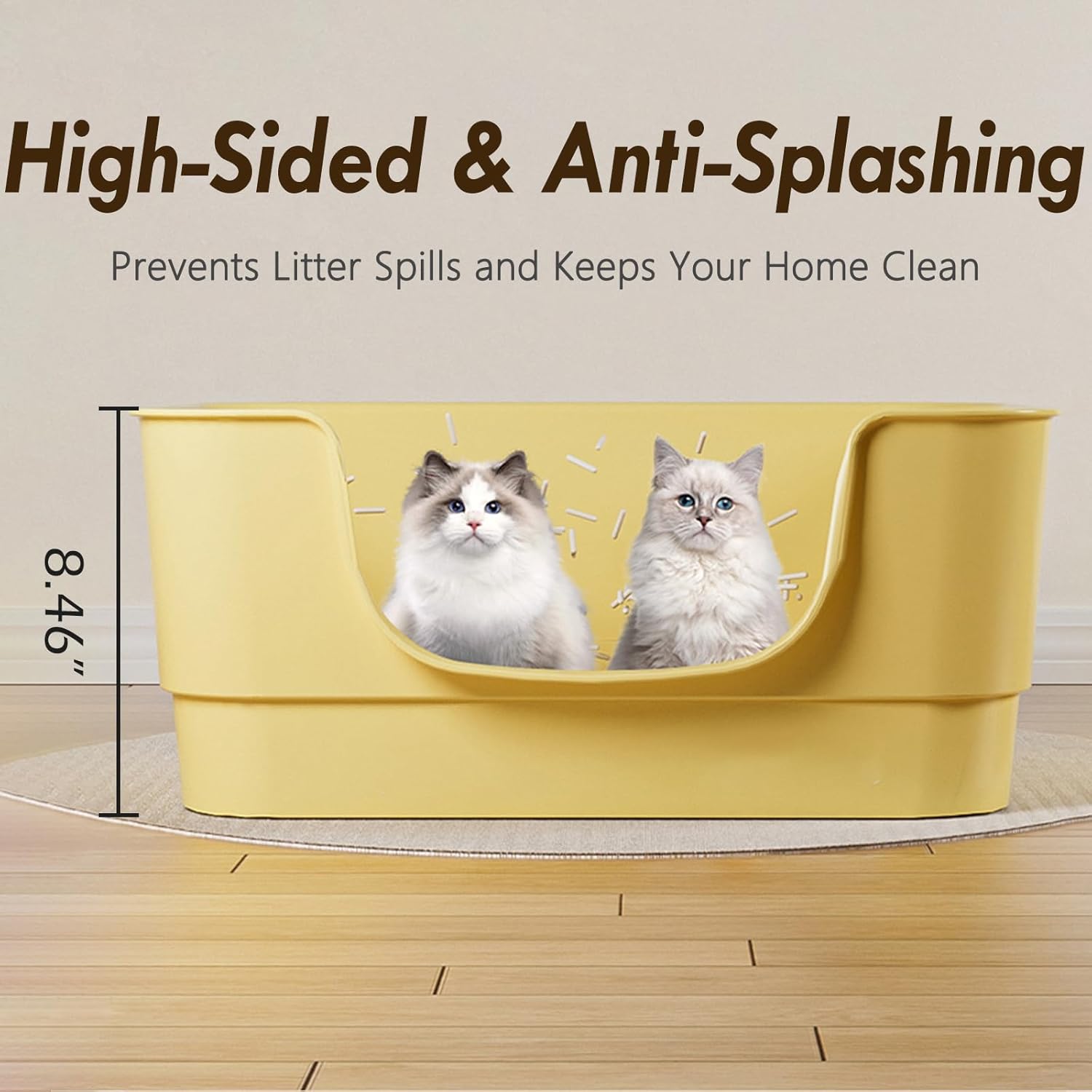 Extra Large Cat Litter Box with High Sides,23.23"×16.34"×8.46",Jumbo Kitty Litter Box with Low Entry,XL Cat Boxes for Indoor Cats,Easy to Clean,Anti-Splashing(Green)