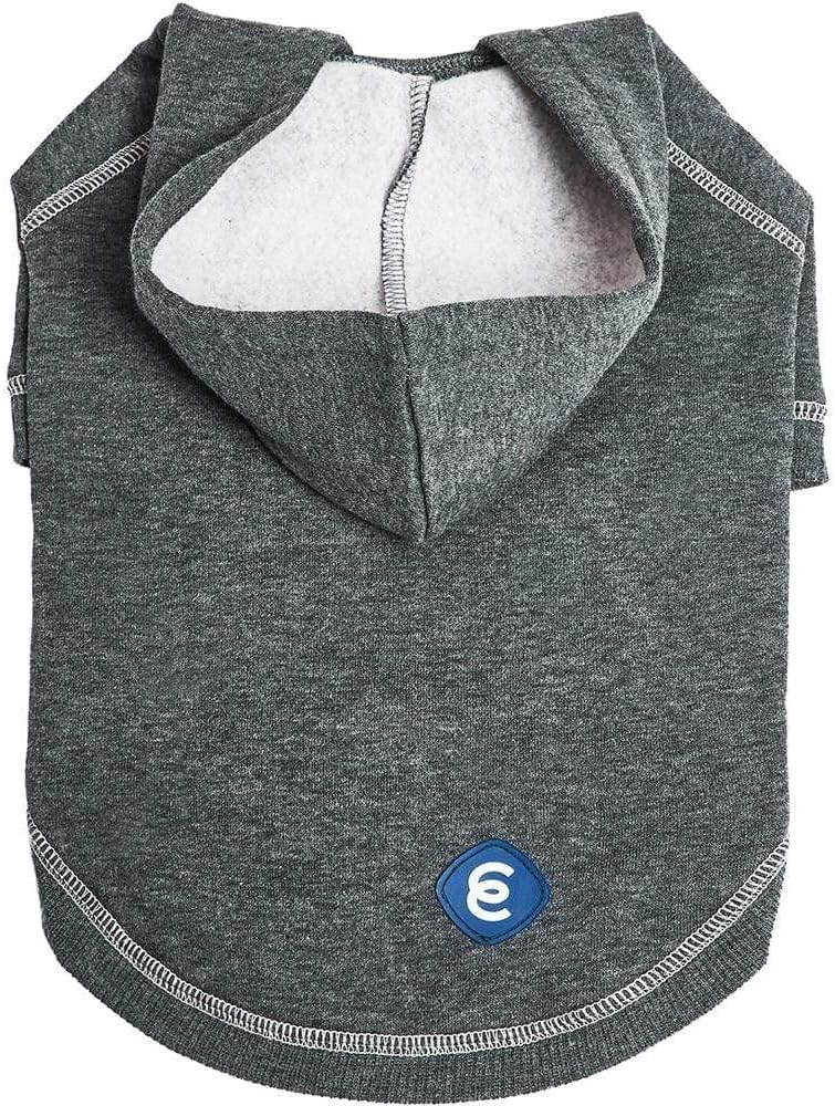 Blueberry Pet Essentials Soft & Comfy Better Basic Cotton Blend Dog Hoodie Sweatshirt in Charcoal Grey, Back Length 22", Pack of 1 Jacket for Dogs