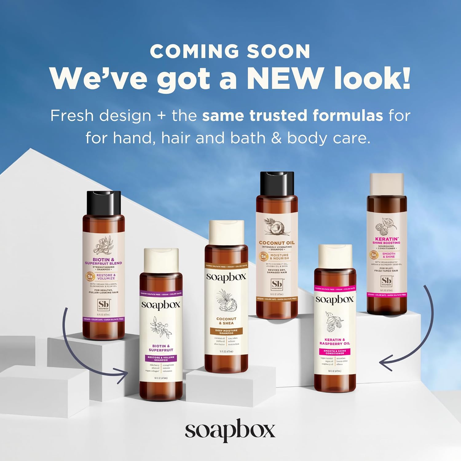 Soapbox Biotin & Superfruit Shampoo & Conditioner Set with Vegan Collagen, Aloe and Shea Butter, Harsh Sulfate Free, Paraben & Silicone Free, 1 Liter Each (Pack of 2)