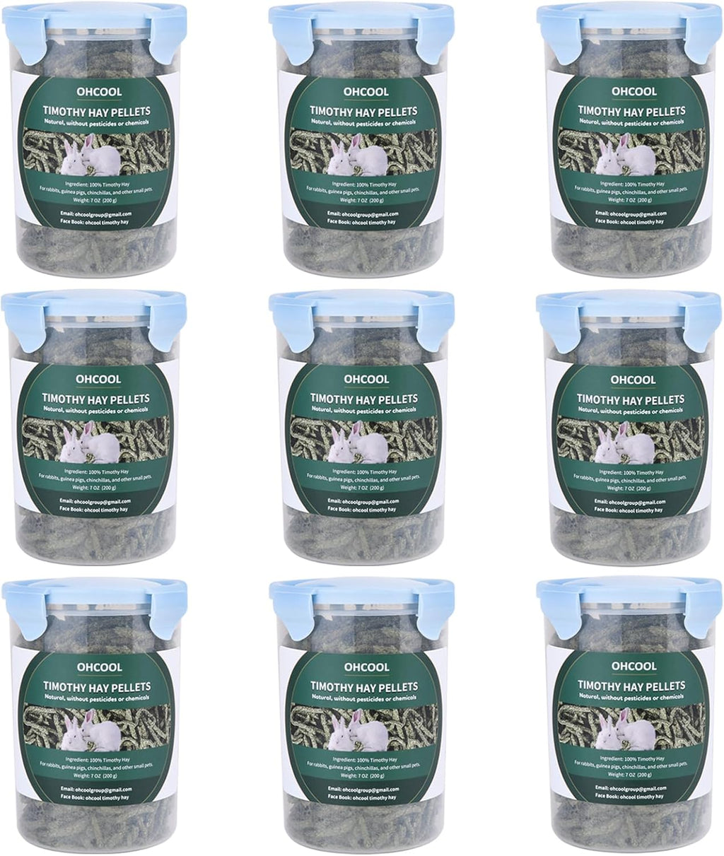 Timothy Hay Pellets 63oz (9 * 7 oz) - 100% Timothy Premium Nutrition Pellet for Tortoise, Rabbits 63 oz