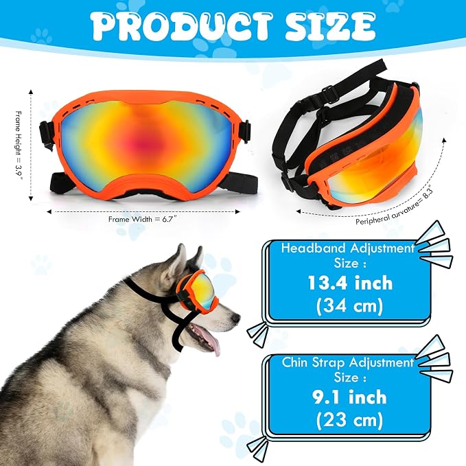 Dog Goggles for Large Dogs, UV Wind Dust Fog Protection, Soft Frame Adjustable - Image 4
