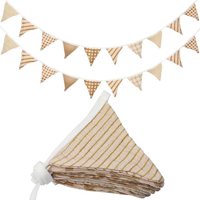Oudain 15.5 ft Pennant Banner Flags, 2 Pcs Nursery Garland Triangle Bunting Flag Baby Banner for Nursery Decor Baby Birthday Boho Wedding Shower Party Event, Each 7.75 ft(Vivid Color)