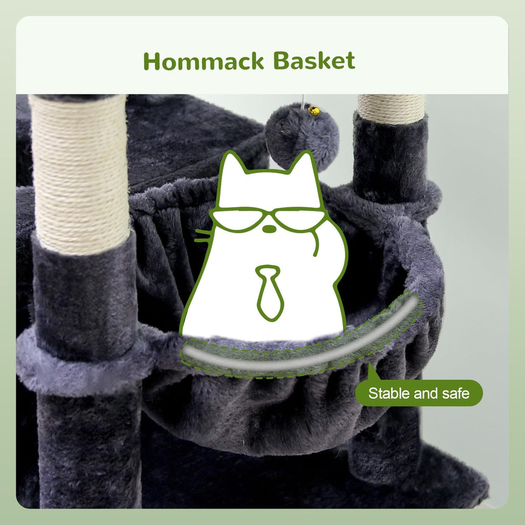Globlazer Heavy Duty Cat Trees for Large Cats, Sturdy 72in Maine Coon Cat Tree for Large Cats 20 lbs+ Heavy Duty Cat Tower for Adult Biggest Cat with 6 Scratching Posts, Hammock, S72, Dark Gray