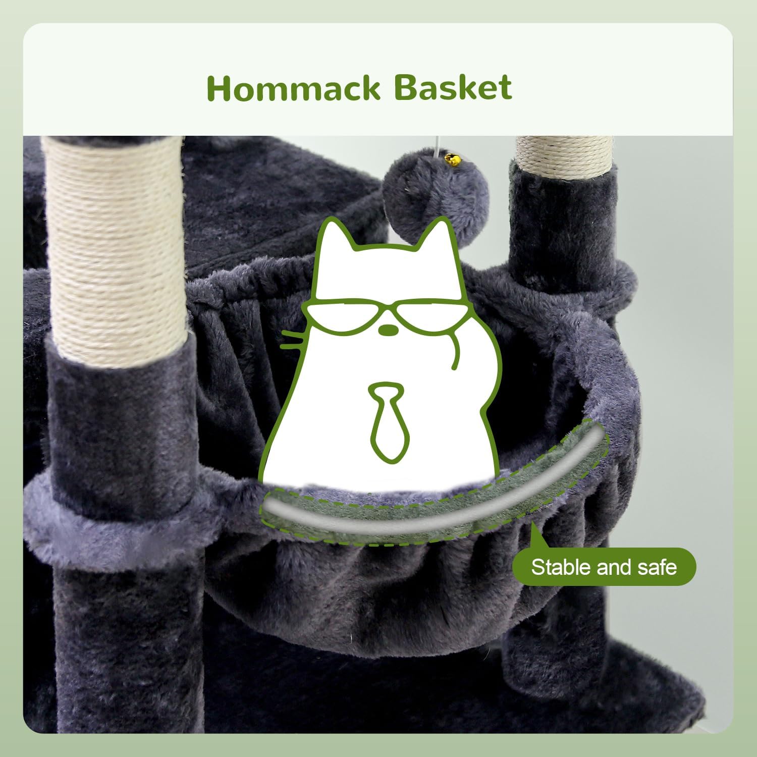 Globlazer Heavy Duty Cat Trees for Large Cats, Sturdy 72in Maine Coon Cat Tree for Large Cats 20 lbs+ Heavy Duty Cat Tower for Adult Biggest Cat with 6 Scratching Posts, Hammock, S72, Dark Gray