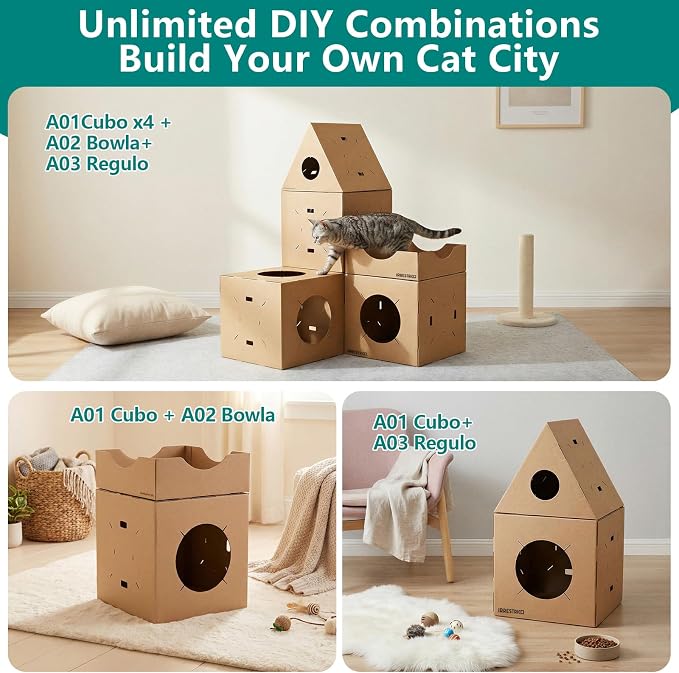 Modular Cardboard Cat Condo System, Triangle Cat Tunnel Module, Foldable - Image 6