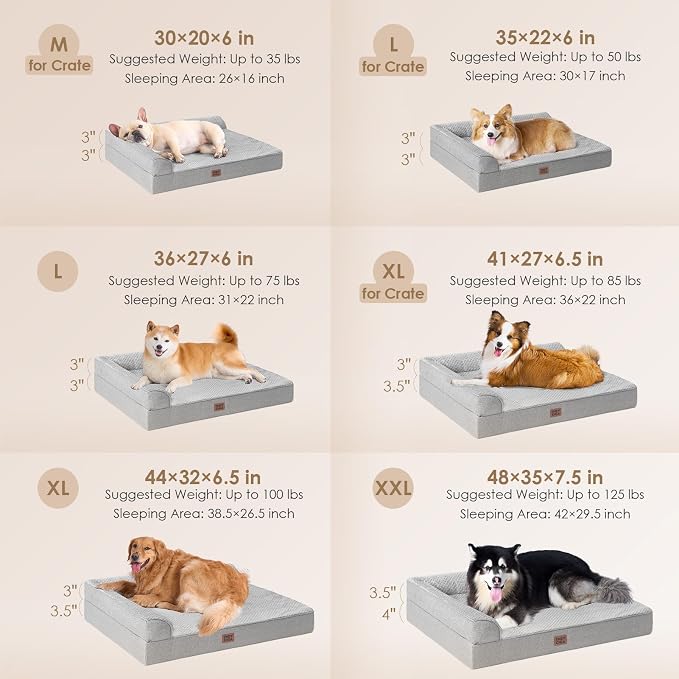 EHEYCIGA Orthopedic Dog Bed Medium Size Dogs, Memory Foam Dog Bed - Image 2