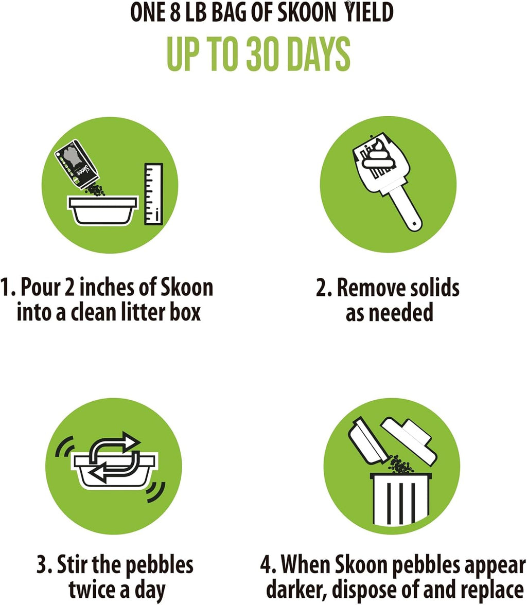 Skoon All Natural Cat Litter (1 Bag) - Original - Lightweight, Low Tracking, Non-Clumping Diatom Pebbles Absorb, Lock, and Seal Waste for Best Odor Control