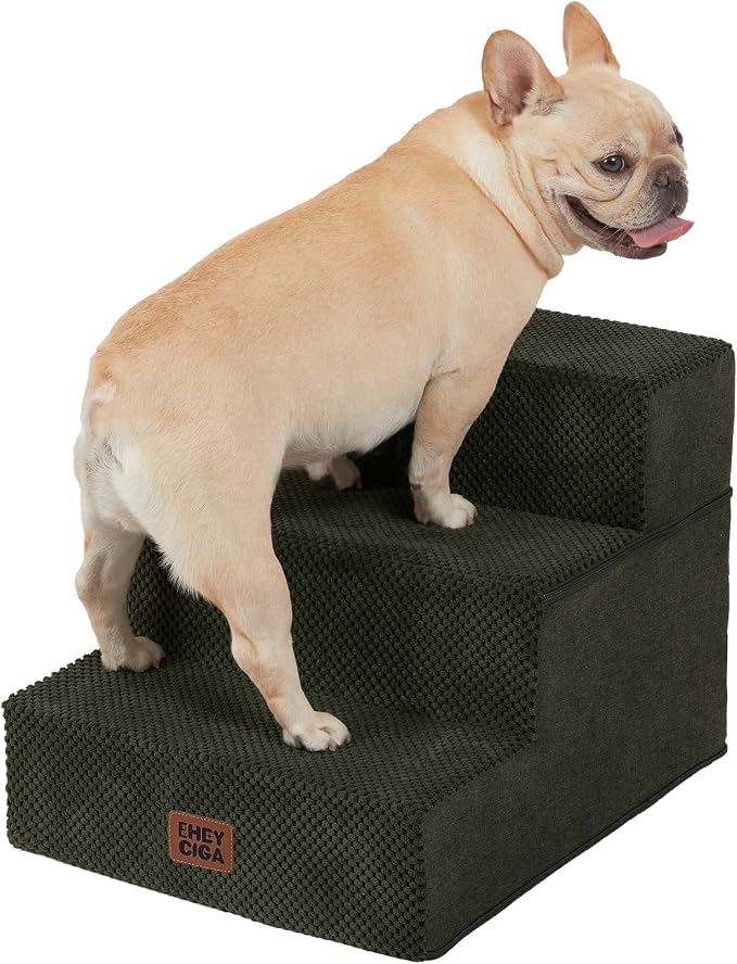 EHEYCIGA Dog Stairs for Small Dogs 13.5" H, 3-Step Dog Steps for Couch Sofa and by EHEYCIGA