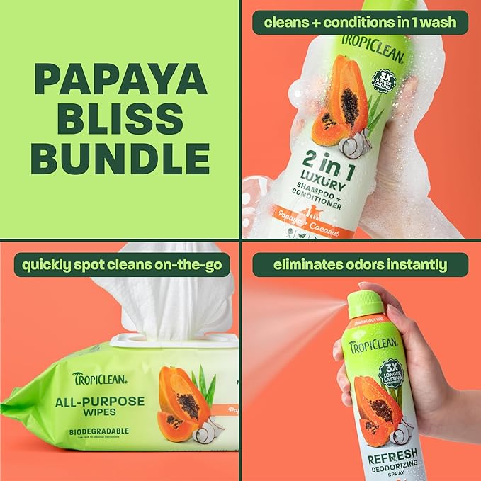 TropiClean Dog Grooming Kit, Papaya Pamper Pack - Image 3