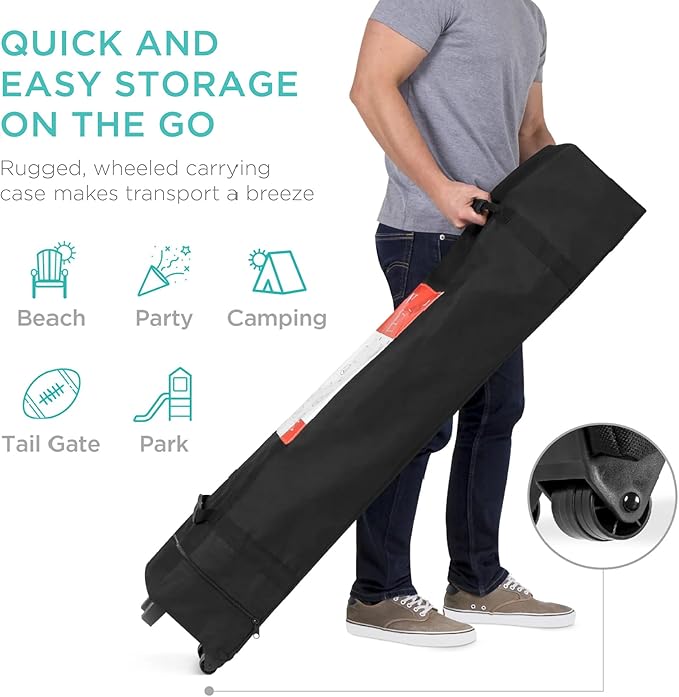Best Choice Products 10x10ft 1-Person Setup Pop Up Canopy Tent Instant Portable Shelter w/ 1-Button Push, Case, 4 Weight Bags - Gray