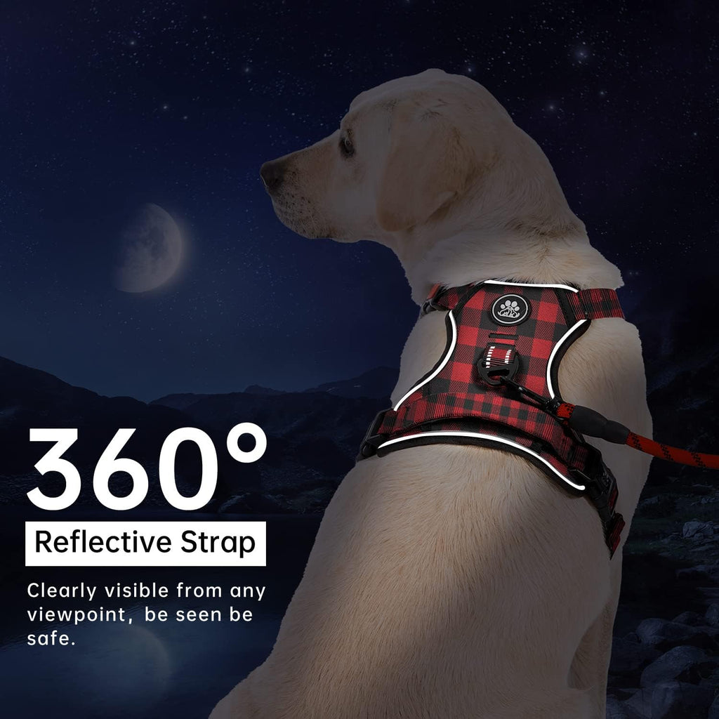 IVY&LANE No Pull Dog Harness with Leash Set, Reflective No Choke Pet Vest,Adjustable Oxford Dog Vest Harness with Easy Control Handle for Small Dogs (Checkered Red,S)