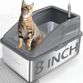 AIPERRO Stainless Steel Litter Box | XXL Deepened 8" Design Enclosed Box by AIPERRO