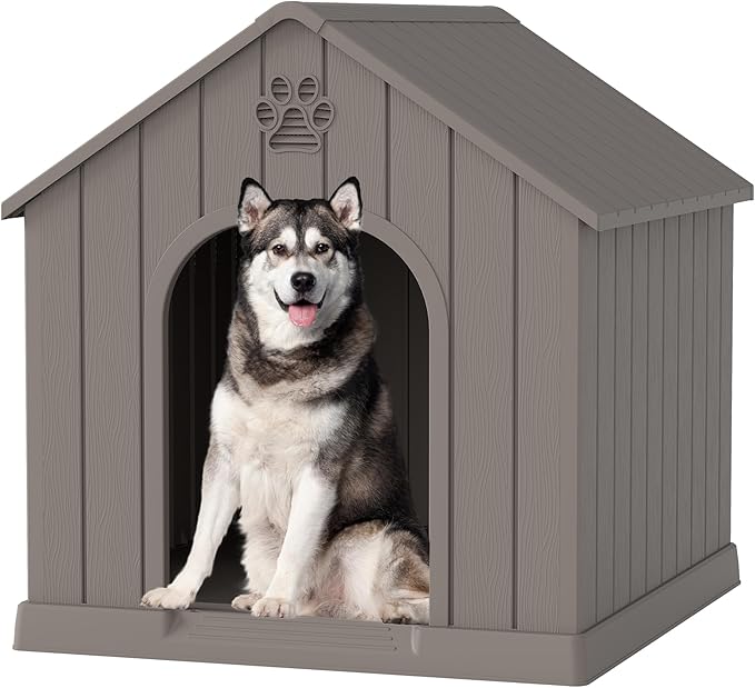 Fancyango Large Dog House Outdoor Indoor, Sturdy Plastic Waterproof Doghouse by Warmnestforpets