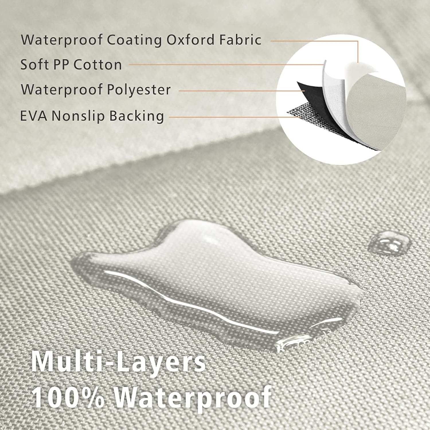 F-color SUV Cargo Liner for Dogs, Water Resistant Pet Cargo Cover Dog Seat Cover Mat for SUVs Sedans Vans with Bumper Flap Protector, Non-Slip, Large Size Universal Fit, Beige
