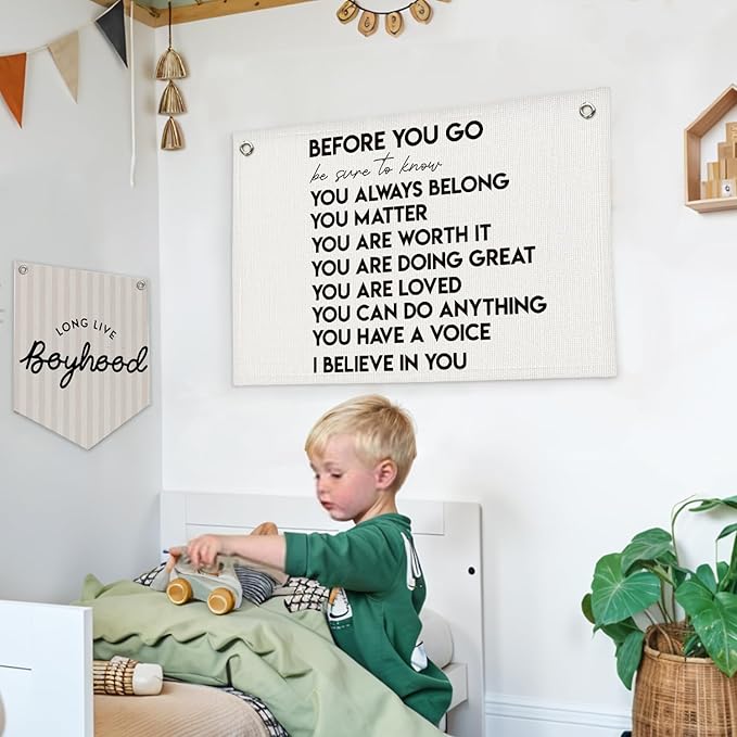 Lacama Mental Health Positive Affirmations Inspirational Wall Art for Classroom Therapist Office Decor, Inspirational Wall Hanging Banner Decor for Kids Teen Room Bedroom Playroom 30x20 Inch