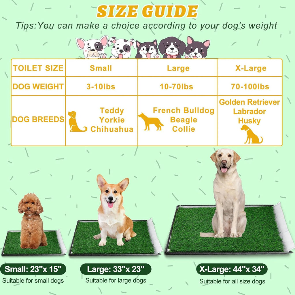 MEEXPAWS XL Dog Grass Pad With Tray - Artificial Potty for Balcony, New Generation Instant-Penetration, Litter Box With Hemmed Edge, Disposable Pee Pad