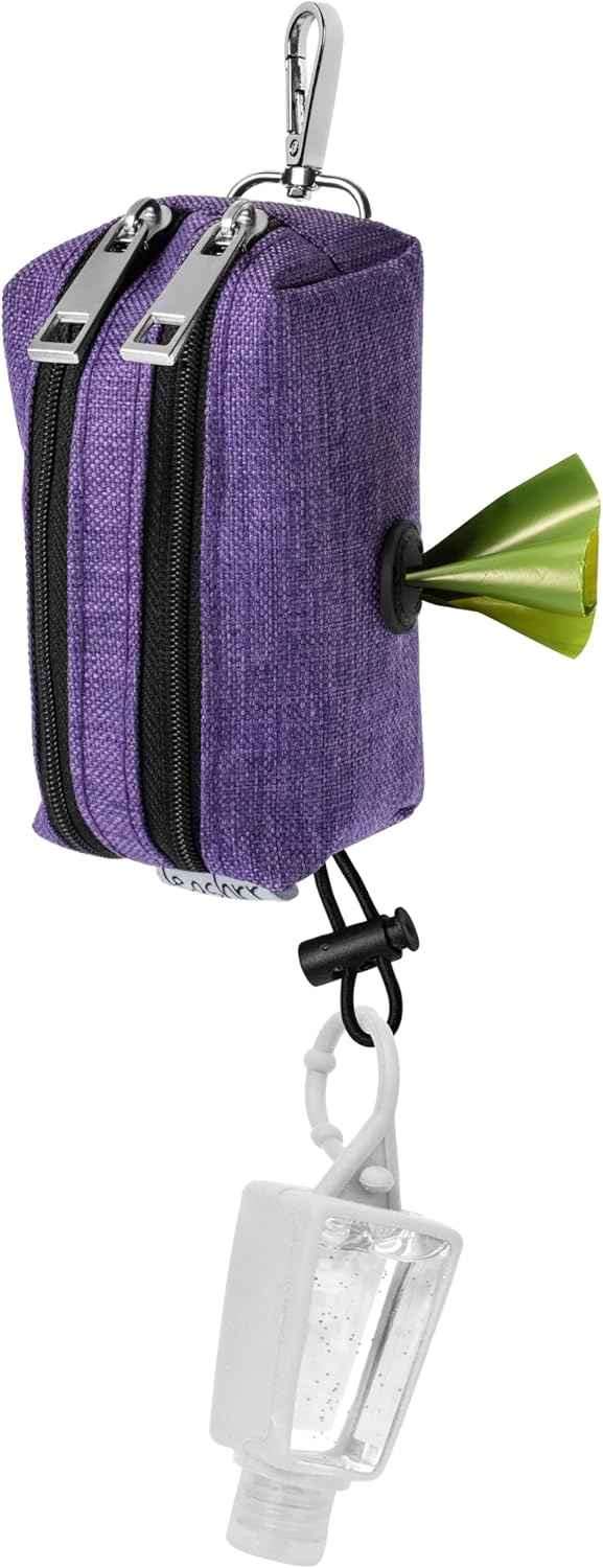 Dog Poop Bag Holder for Leashes - Dog Poop Bag Dispenser and Treat Holder with 2 Waterproof Pouches for Pet Waste Bags and Walking Accessories + 1 Free Roll - Leashrr 2.0 (Black)