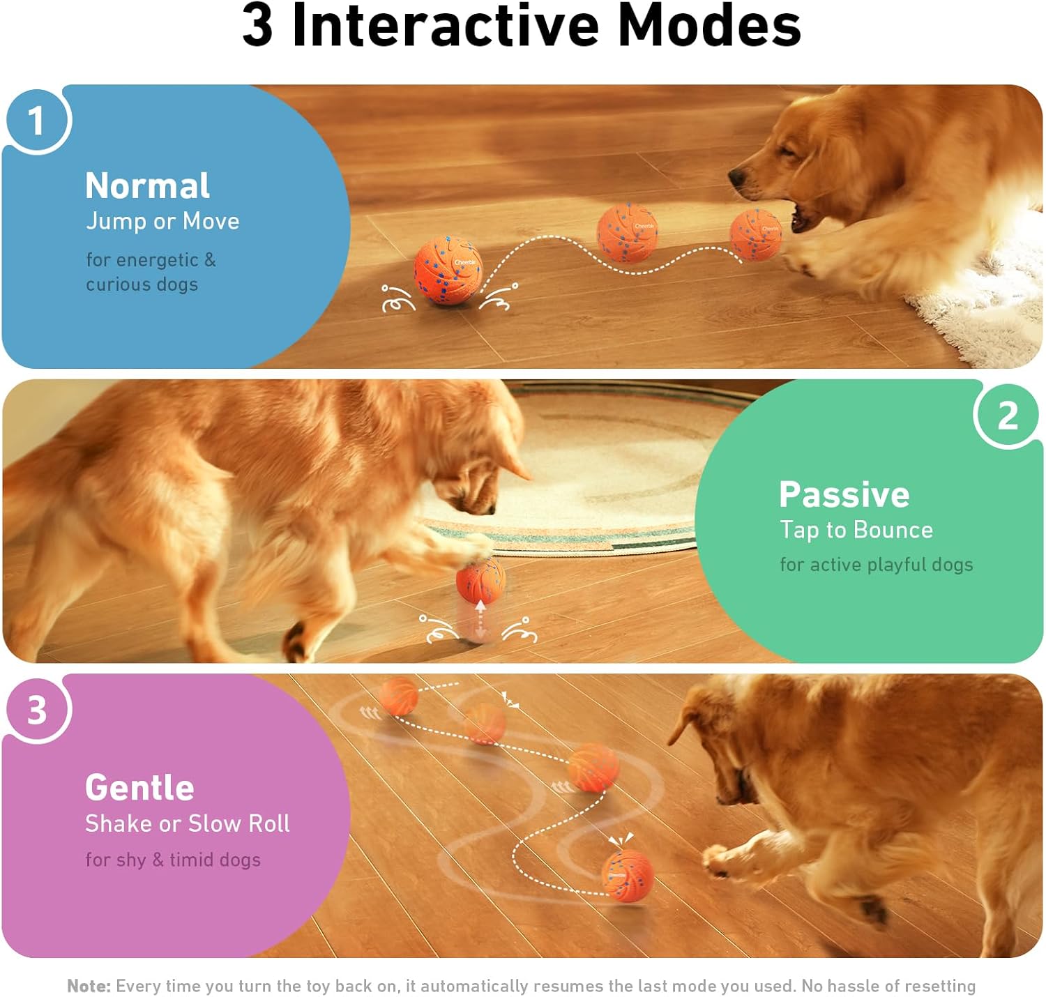 Cheerble Smart Interactive Dog Toy, Wicked Ball AIR, Automatic Moving, Bouncing, Rotating, IPX7 Waterproof Rating, Active Rolling Ball for Medium and Large Dogs