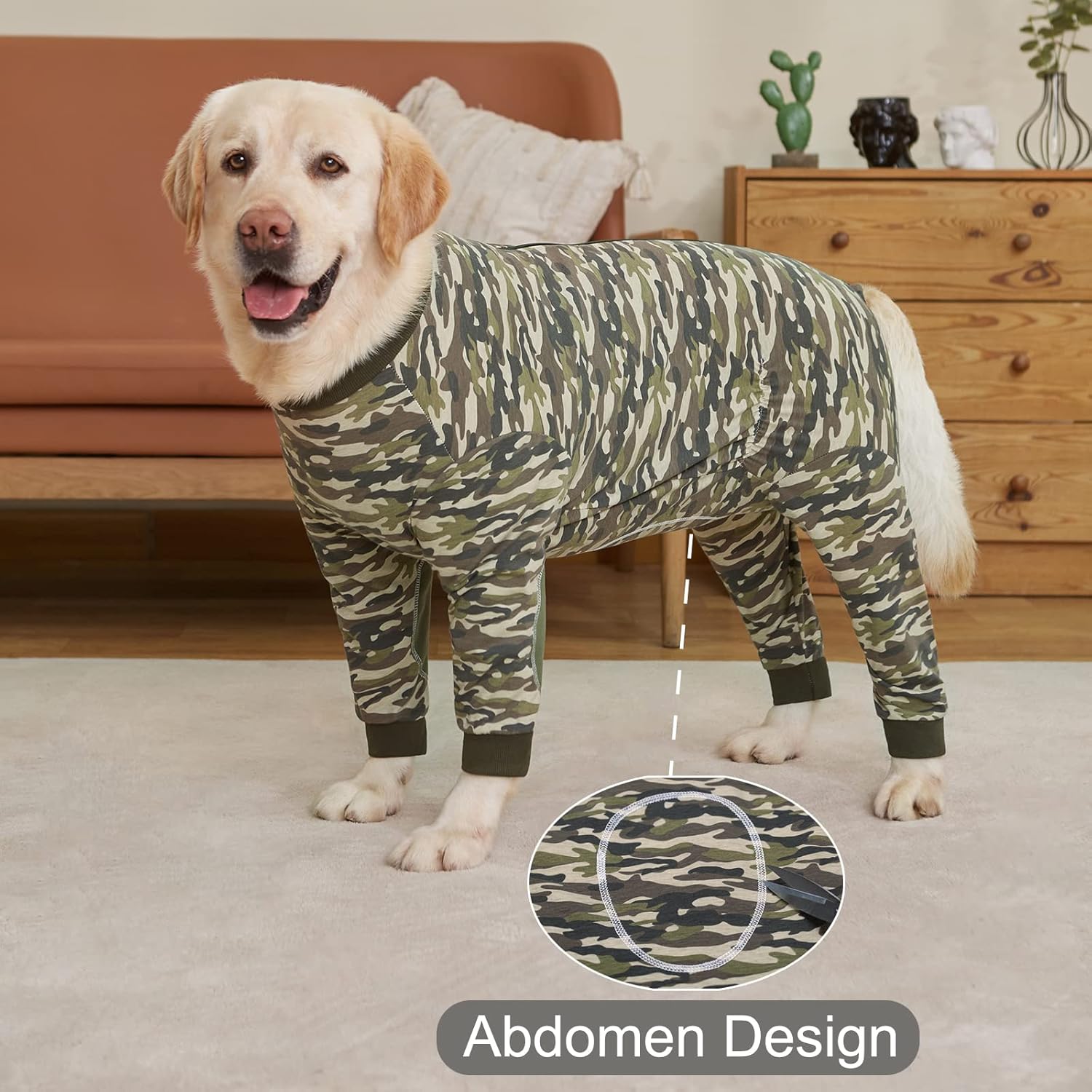 Yeapeeto Dog Onesie Surgery Recovery Suit for Large Medium Bodysuit Dogs Pajamas PJS Full Body for Shedding, Prevent Licking, Wound Protection, Cone Alternative (6XL, Camo)