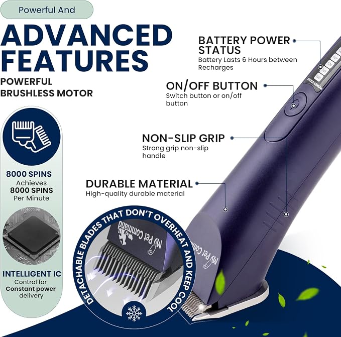 My Pet Command Professional Dog Grooming Clipper, Cordless Hair Trimmer - Image 2