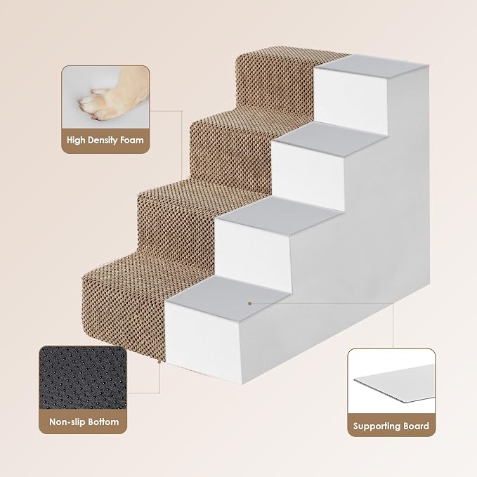 EHEYCIGA Dog Stairs for Bed 18" H, 4-Step Dog Steps for High Bed, Pet Steps for - Image 3