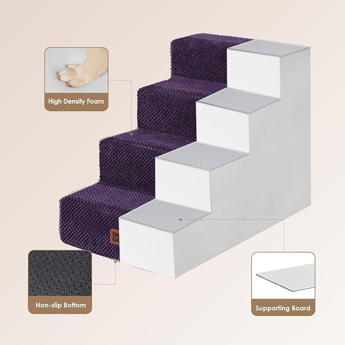 EHEYCIGA Dog Stairs for Bed 18" H, 4-Step Dog Steps for High Bed, Pet Steps for - Image 3