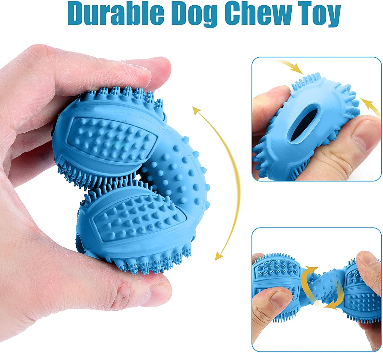 LUKITO Dog Chew Toys 3 Pack for Aggressive Chewers, Multifunctional Teeth Cleaning and Gum Massage, Tough Toys with Natural Rubber for Large and Medium Dog