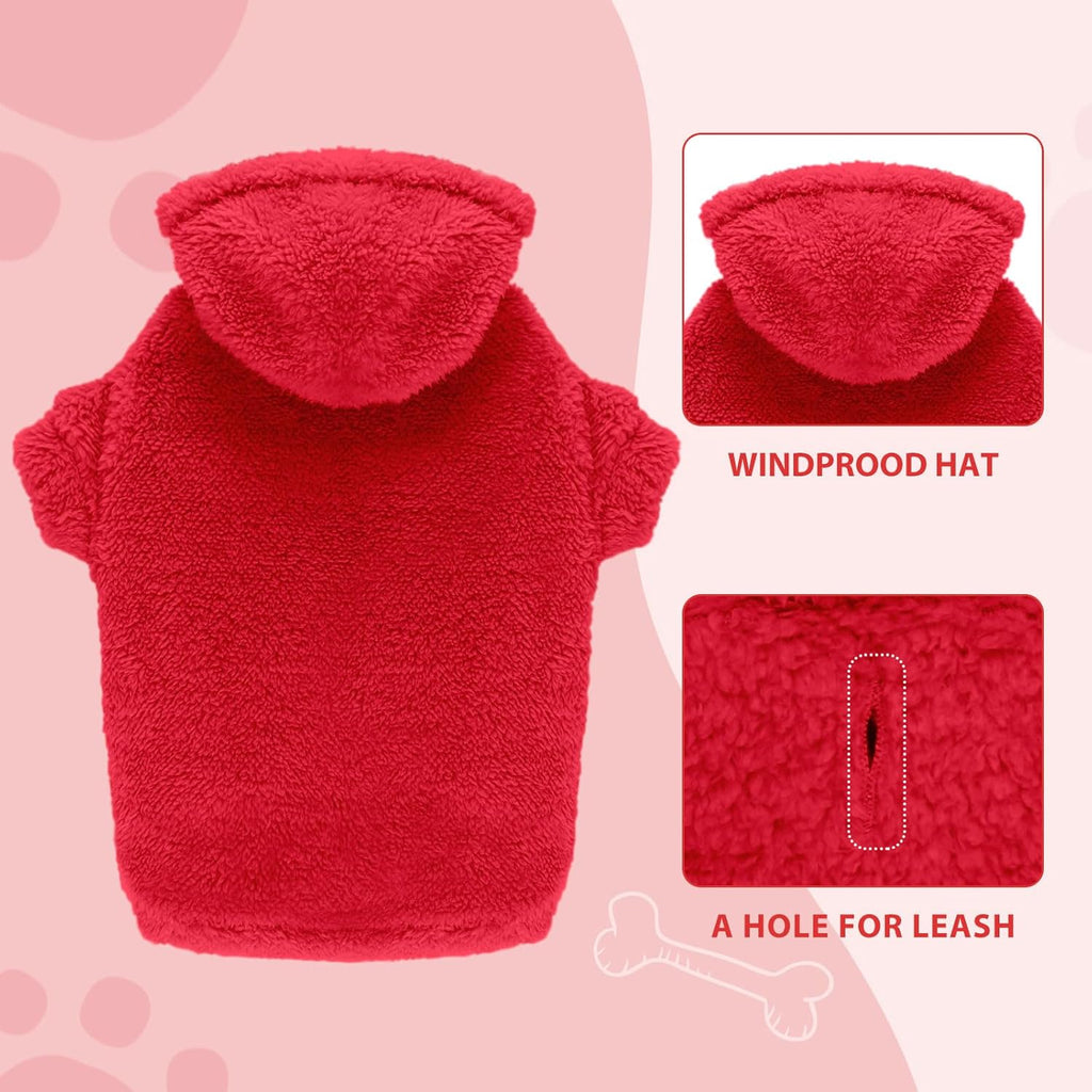 Fuzzy Dog Sweaters for Large Dogs Pet Hoodie Clothes Warm Soft Pet Coats Hooded Sweatshirt Dog Sweaters for Extra Large Dogs(Red-XXL)