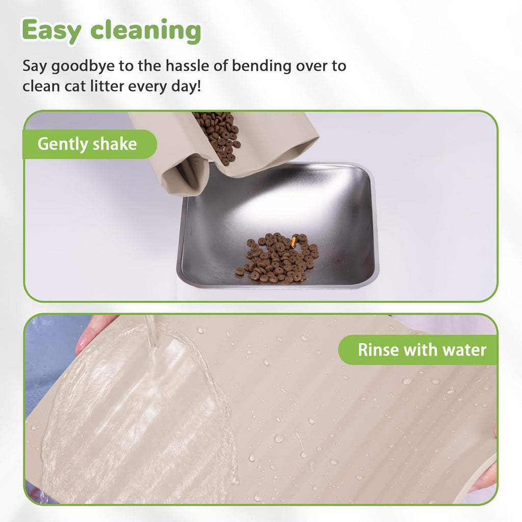 Li&Zhao Dog Food Mat - Wave Cat Food Mat Pet Food Mat Dog Bowl Mat Waterproof Pet Mats for Food and Water for Floors Waterproof(Beige)