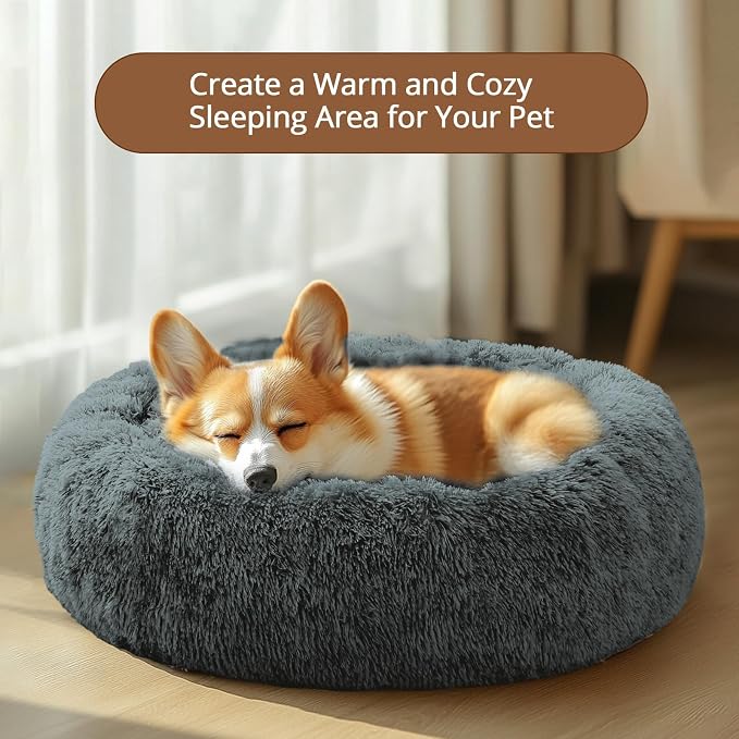 JOLLYVOGUE Calming Dog Beds Large Sized Dog, 36in Donut Washable Large Pet Bed - Image 4