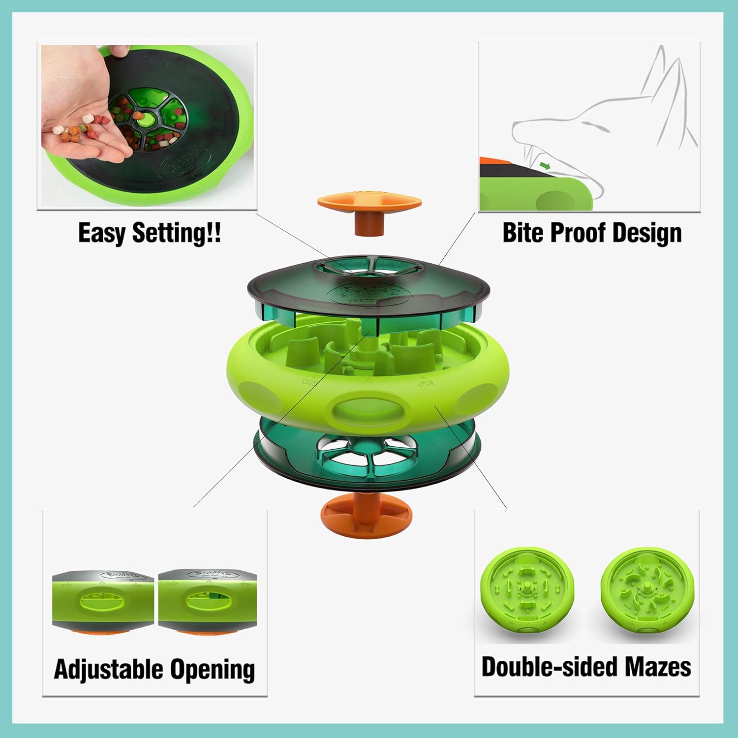 SmellyUFO Durable Interactive Treat Dispensing Puzzle/Enrichment Toy for Dogs - Mind Stimulating Food Game/Slow Feeder/Wobble Toy - from Small Puppies to Large Dogs