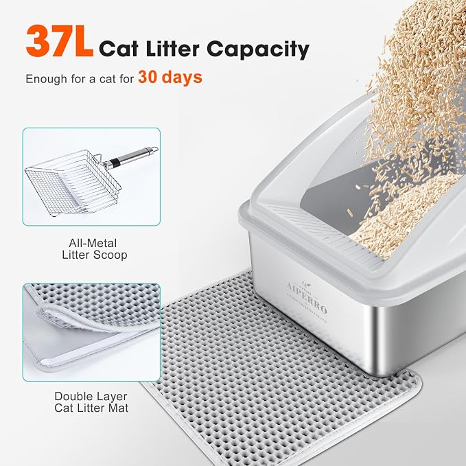 Stainless Steel Litter Box | XL Enclosed Cat Litter Boxes - Image 8