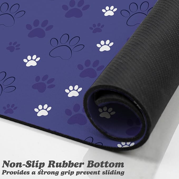 Dog Food Mat, Absorbent Water Bowl Mats Cat Pet Feeding Placemats Dark Blue 17 - Image 3