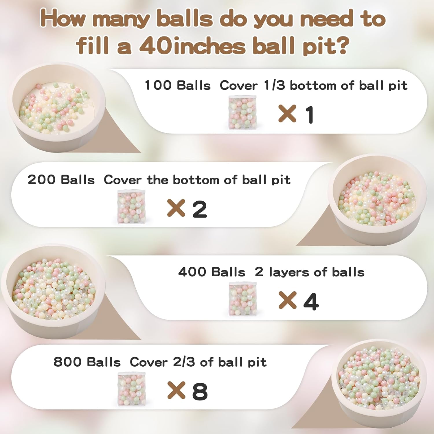 GOGOSO Playpen Balls for GirlsToddlers for Playhouse, Baby Pool, Play Ball Fun Centers, for Babies, Kids, Toddlers 1-3, Phthalate Free BPA Free