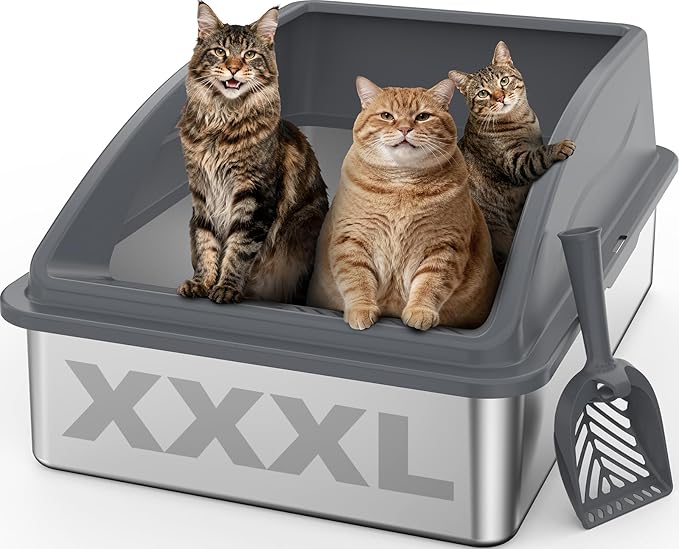 AIPERRO Stainless Steel Litter Box Extra Large by AIPERRO