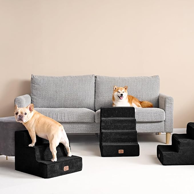 EHEYCIGA Dog Stairs for Bed 18" H, 4-Step Dog Steps for High Bed, Pet Steps for - Image 4