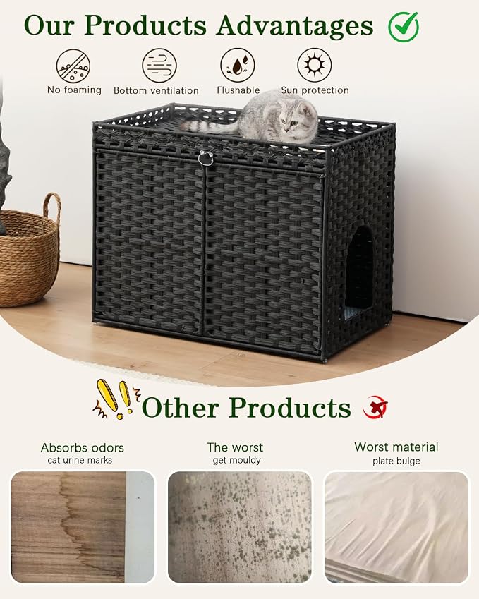 SETVSON Cat Litter Box Enclosure Furniture, Hidden Litter Box, Cat Litter Box - Image 3