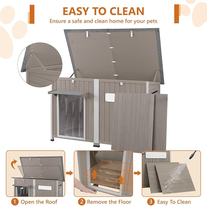 Ketive 55"L Dog House Outdoor Large Breed Extra XL Wooden Dog House - Image 5