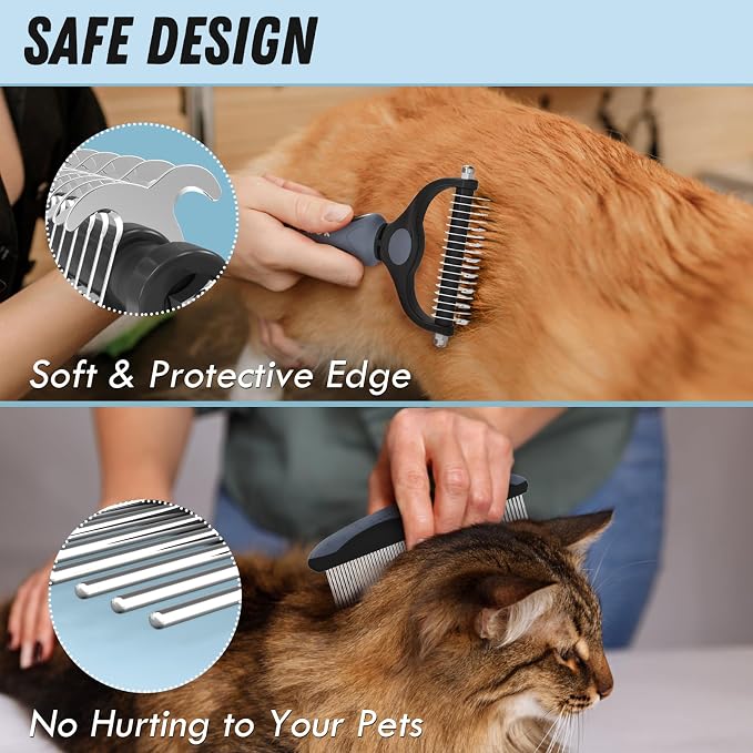 Docrok Pet Grooming Brush and Metal Comb Combo, Cat Brush Dog Brush - Image 4