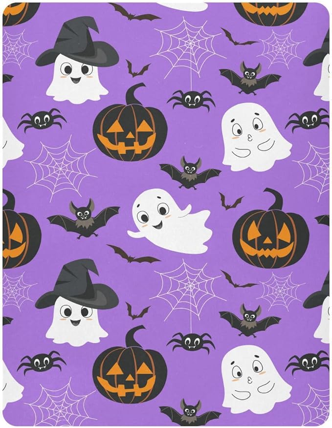 Ghost Halloween Crib Sheets Soft Breathable Fitted Baby Playard Sheets Mattress Cover for Girl Boys, 39" x 27" x 5"