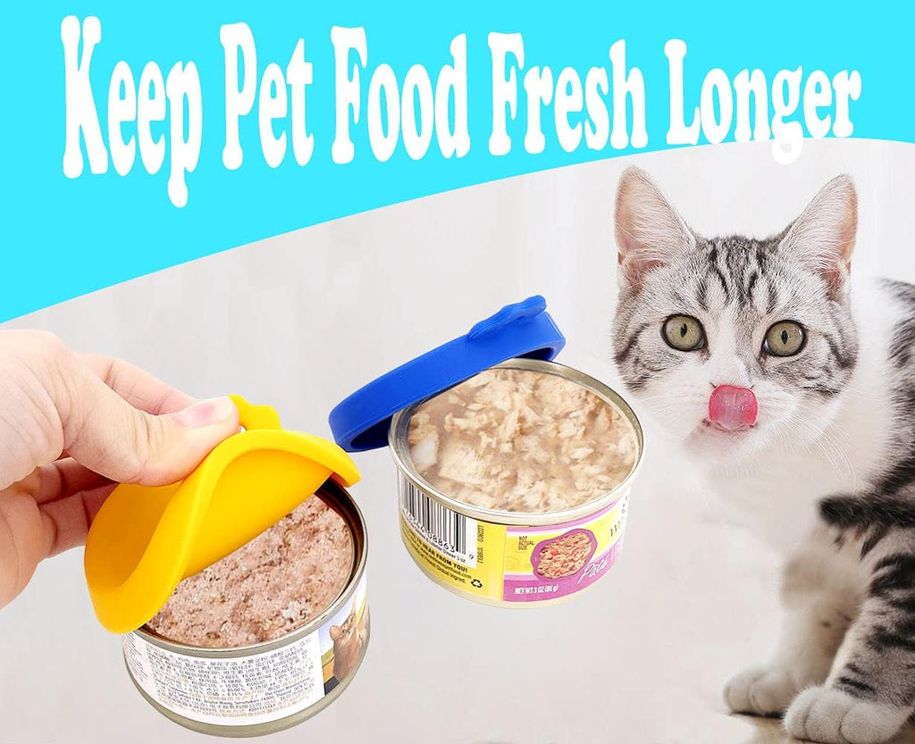 Comtim 3 Pack Cat Food Can Lids, Silicone Small Pet Food Can Lids Covers for 3 oz Cat Food Cans