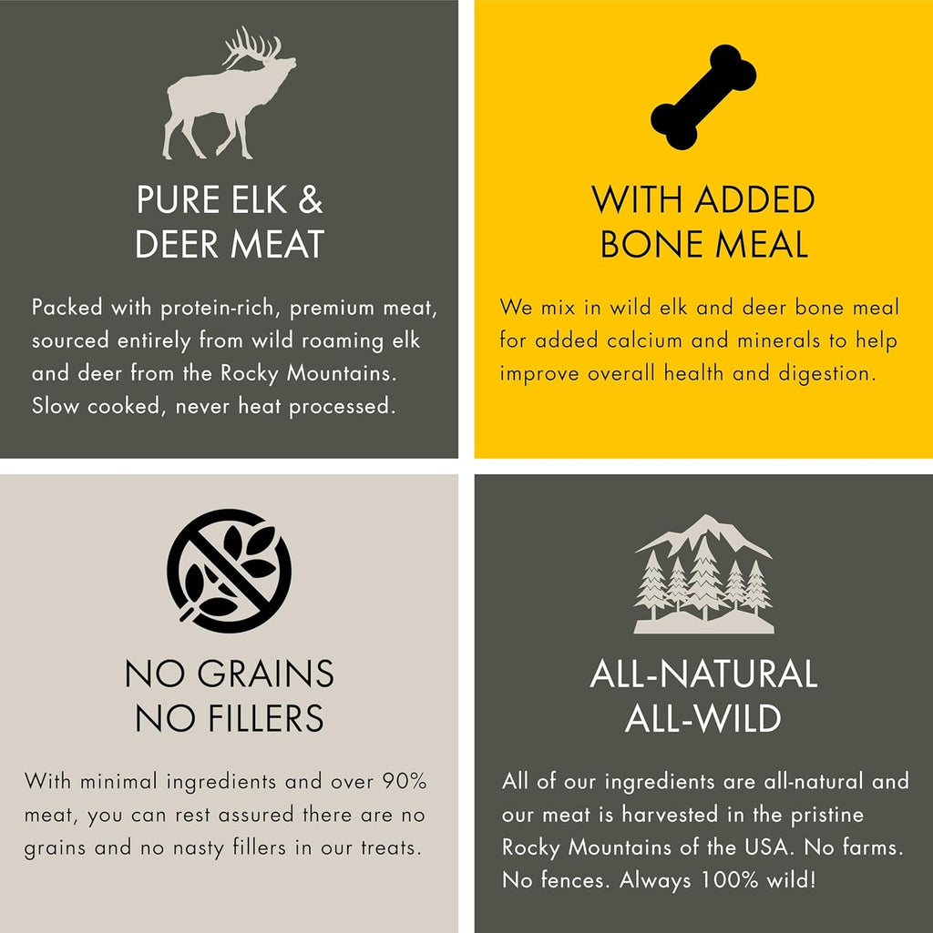 Training Treats for Dogs & Puppies – Elk & Venison Protein Puppy & Dog Treat – High Value, All-Natural, No Fillers, Grain-Free, No Artificial Preservatives – 4oz, 3 Bags