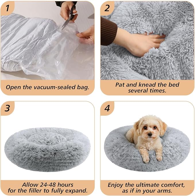 JOLLYVOGUE Calming Dog Beds Large Sized Dog, 36in Donut Washable Large Pet Bed - Image 8