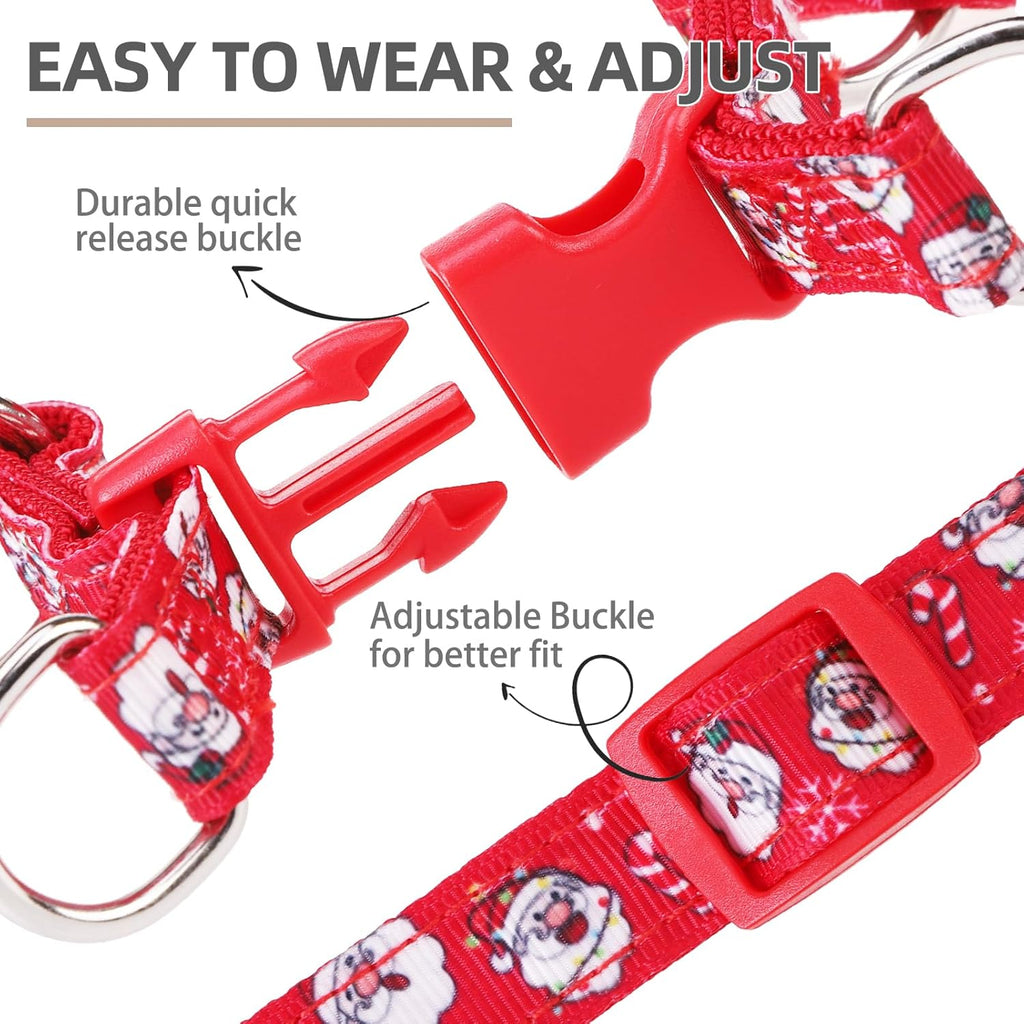 PUPTECK No Pull Dog Harness Soft Adjustable Basic Nylon Step in Puppy Vest Outdoor Walking with ID Tag, Christmas, S