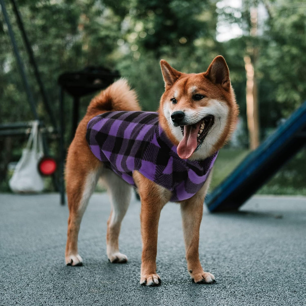 ASENKU Dog Sweater, Plaid Dog Fleece Vest, Soft Comfortable Pet Pajamas, Warm Winter Dog Shirt, Cold Weather Coat Jacket Pet Clothes for Small & Medium Dog Breeds