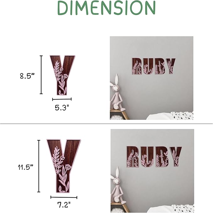 Name Sign For Nursery, Boho Nursery Sign, Family Name Signs, 3D Wall Art for Children & Kids Rooms, Baby Shower, First birthday gift (Woodland)