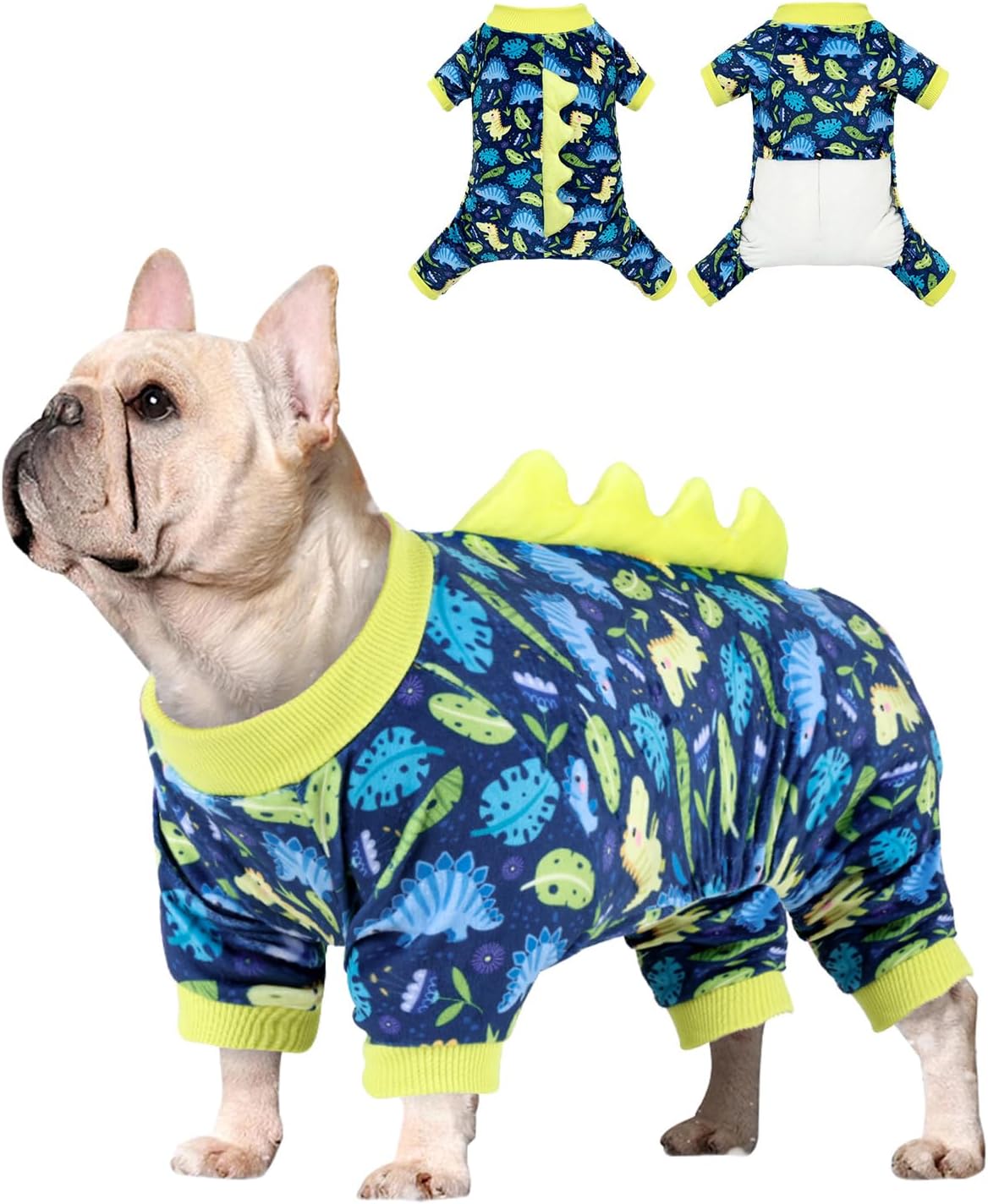 CuteBone Dinosaur Costume Dog Pajamas, Stretchy Spandex Crystal Velvet Sleepwear Coat for Small Dogs, Soft & Warm Pet Outfit Clothes for Cold Weather, Cozy Pullover Design COSP10L