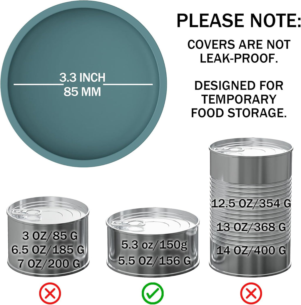 OHMO 2 Pack Pet Food Can Lids, (3.3 in / 85mm) Silicone Pet Food Can Lids Covers for 5.5 oz Cat and Dog Food Cans, Dark&Light Blue