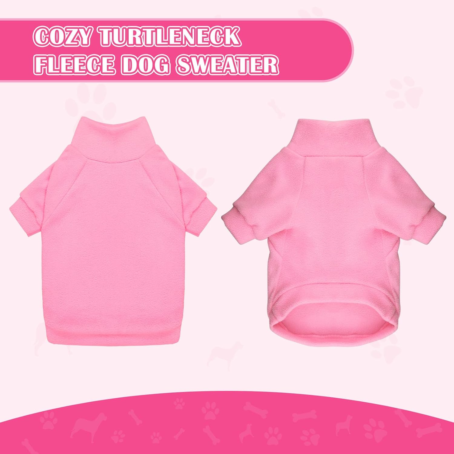 3 Pack Dog Sweater Fleece Pet Clothes Turtleneck Soft Warm Sweatshirt Dog Sweaters for Small Dogs Sweaters for Medium Dogs Boy Girl Pet(Pink+Hotpink+Purple,S/M)